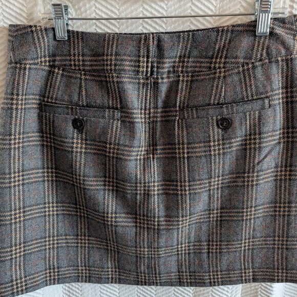 GAP Wool Blend Grey Plaid Mini Skirt Size 8 Academia Preppy Classic - Picture 8 of 12